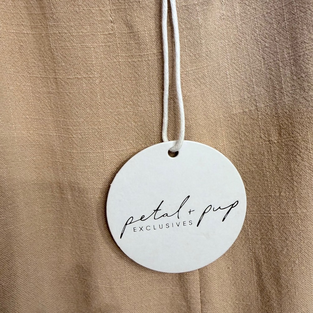 Petal + Pup Tan Linen Blend Wide Leg Sleeveless Open Back Jumpsuit NWT Size 12 - Picture 4 of 9